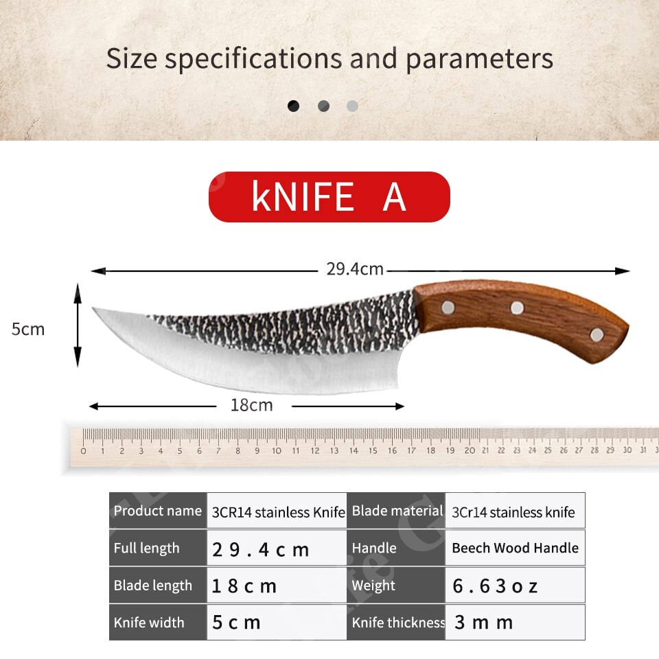 Stainless Steel kitchen knife Boning Knife for Fishing Meat Cleaver Fruit Vegetables Cutting Cooking Cutter Butcher Knife