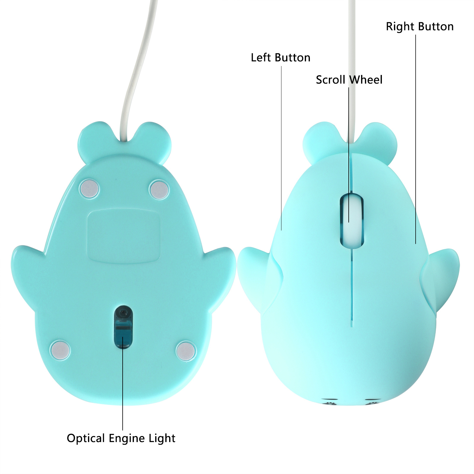 Mini Wired Mouse Cute Dolphin Ergonomic Mause 1600 DPI Optical USB Pink Girl Portable Mice For PC Laptop