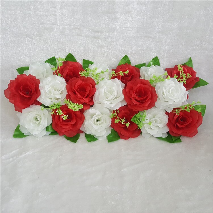Artificial Rose Row Wedding Flower Row Arch Flower Four Corners Chamber Floral Arrangements Wedding Road Lead Pergola Happiness: Bright Red   Milky White