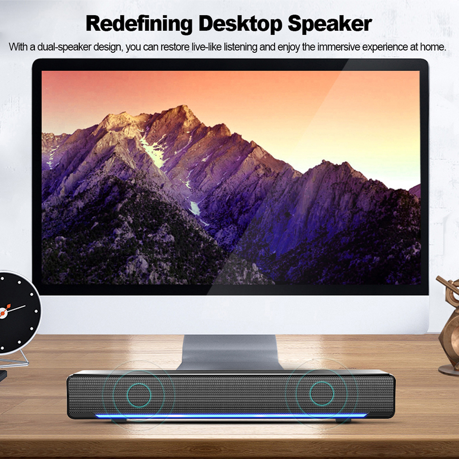 SADA V-196-altavoz con cable USB para ordenador, reproductor de música con Subwoofer estéreo de 3,5mm, caja de sonido envolvente de graves para PC, portátil y tableta,