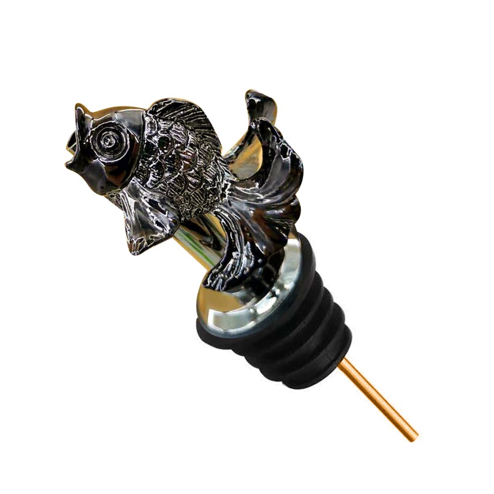 1Pcs Jagermeister Wine Pourer Zinc Alloy Deer Elk Lion Bull Wine Stopper Drinks Bar Tools Night Club Bar Accessories: Black Fish