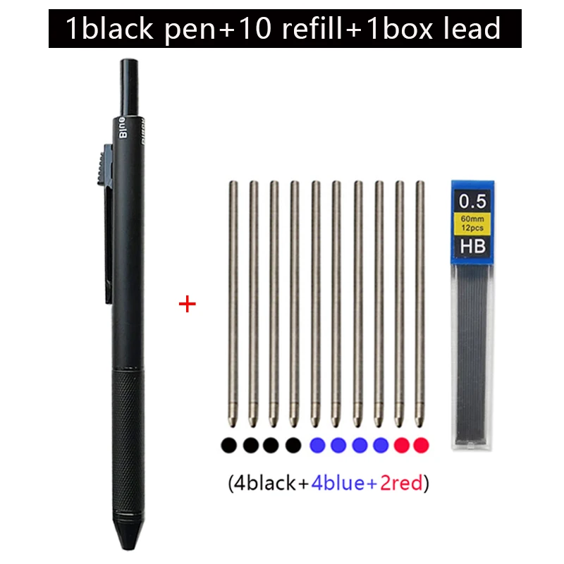 Gravity Sensor 4 In 1 Multicolor Gel Pen Set 0.5mm Black Blue Red Ink Ball Pen and 1 Pencil Lead School Office Stationery: PURPLE