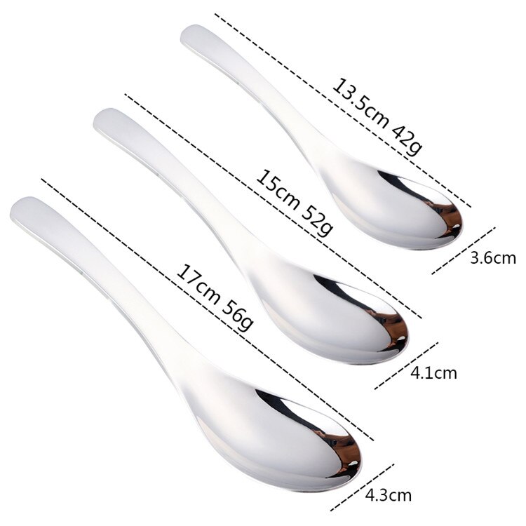 Cuchara de sopa de acero inoxidable 18/8, juego de cubiertos de lujo de mango largo dorado, coreano, para postre, té y café, S, M, L, estilo de corte real, 3 uds.: Silver-1 Set