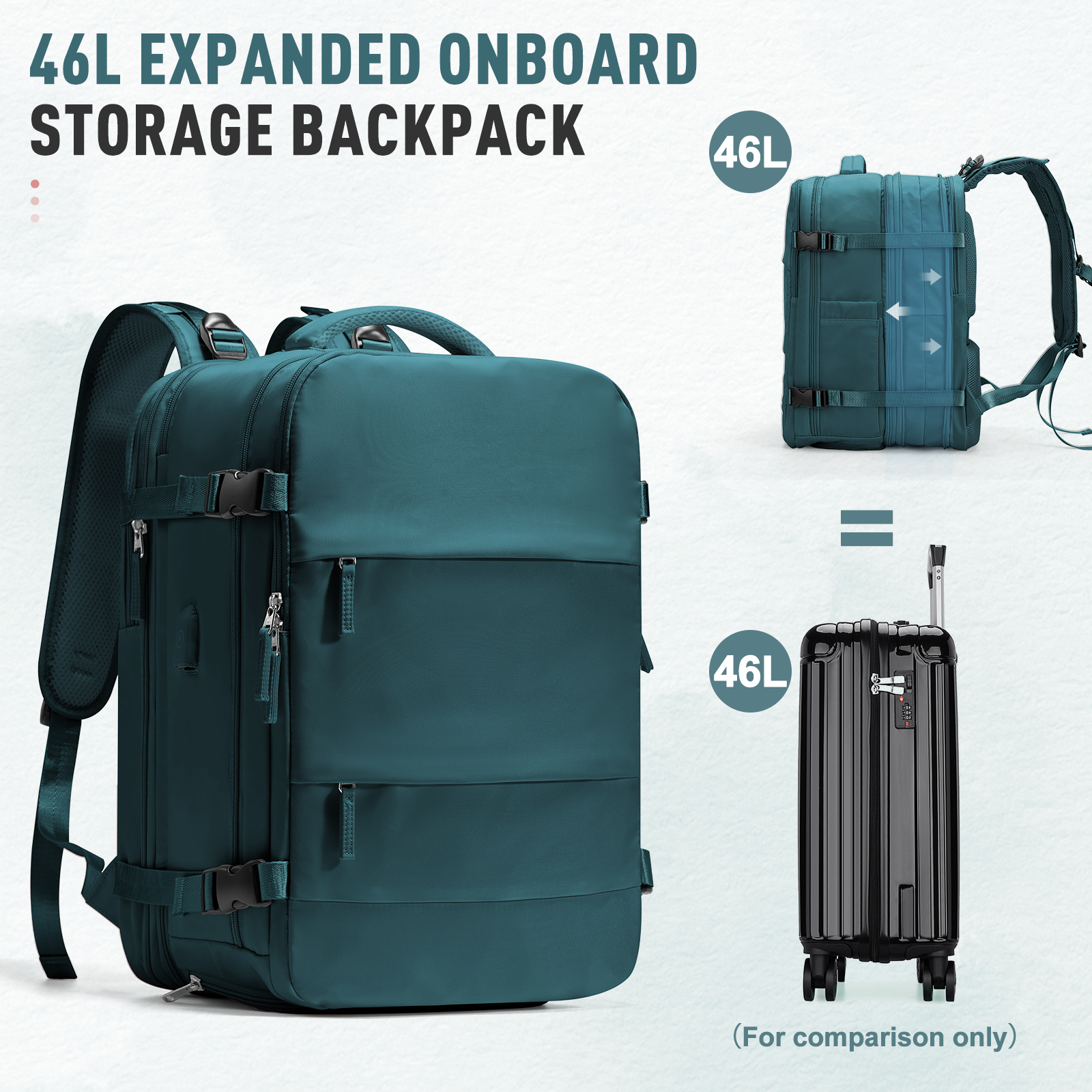 Expanded 46L Hiking Rucksack Cabin airplane 45x36x... – Grandado