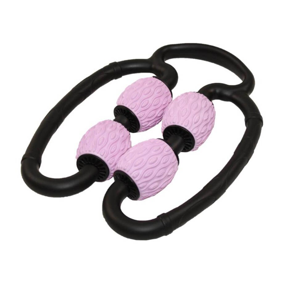 Yoga massage roller u form triggerpunkt för arm ben nacke muskel roller ball tissue för fitness gym yoga pilates sport 4 hjul: Rosa