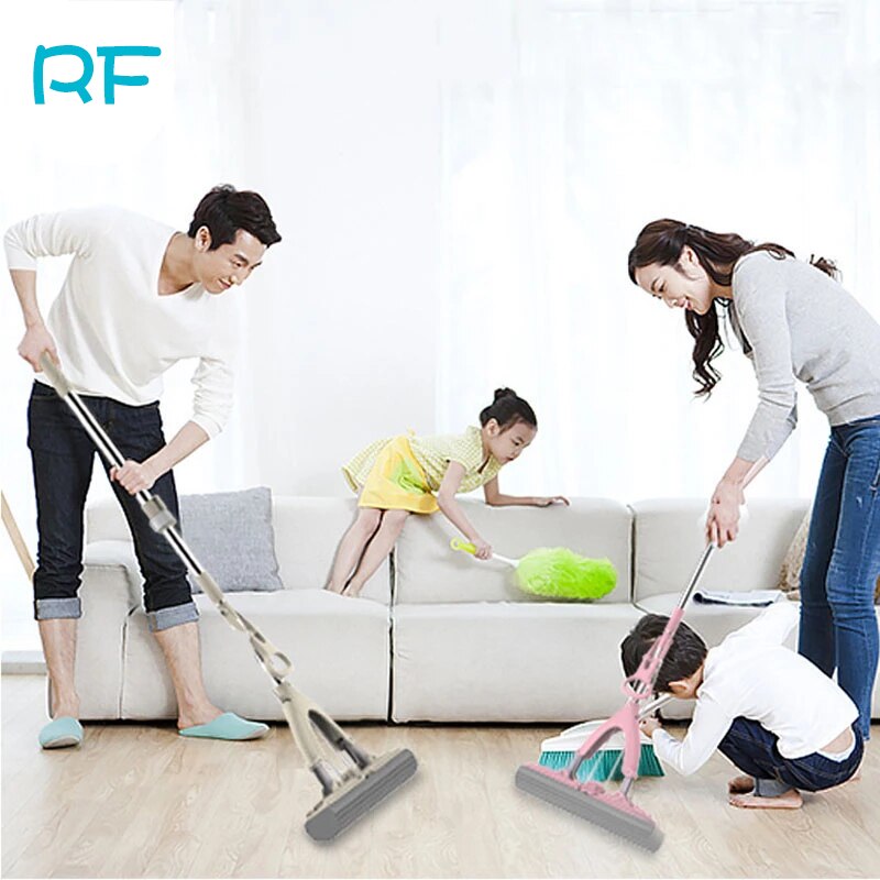 1Pcs Spons Mop Dubbele Vouw Knijpen Mop Spons Mop Water-Absorberende Huishouden Vloer Mop Gratis Handwas lijm Katoen Mop R-F