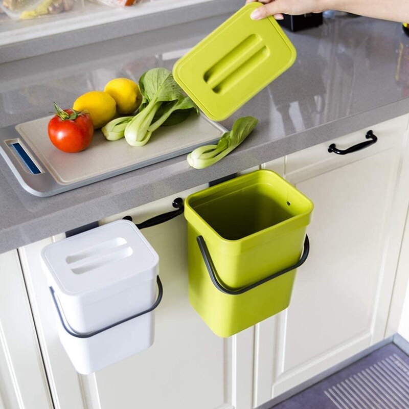 Cubo de Compost de cocina para encimera o debajo del fregadero compostaje, bote de basura para el hogar Ndoor con tapa hermética extraíble