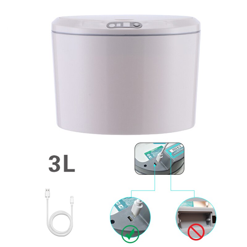 3/5L Smart Trash Cans Intelligent Desktop Waste Bin Automatic Touchless Trash Bin Infrared Motion Sensor Garbage Bucket Dustbin: khaki 3L B