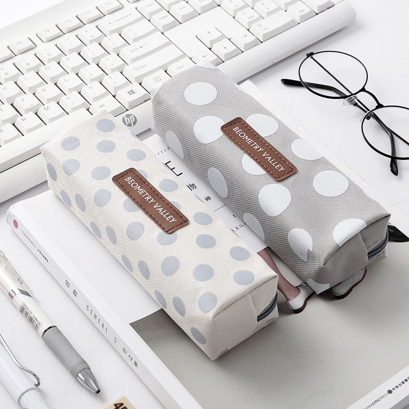 Cute Kawaii Canvas Pencil Case High Capacity Pen Bags Cute Letter Pencil Bags For Girls School Supplies Korean Stationery