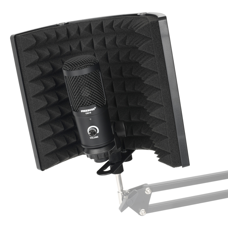 Plastic 3 Panels Isolation Shield Portable and Adjustable Foldable for Condenser Microphone to Reduce Noise Acoustic LO-PS58