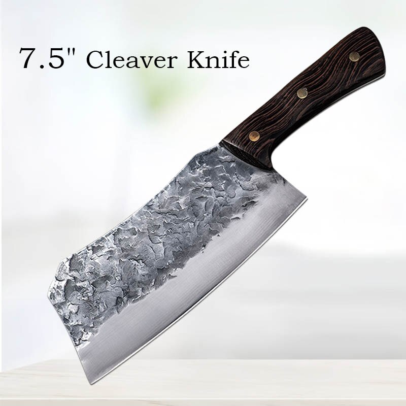 Sharp Volledige Tang Handgemaakte Chef Mes Hamer Keuken Slager Zware Slager Mes High-Carbon Bekleed Staal Keuken Cleaver mes: Cleaver Knife