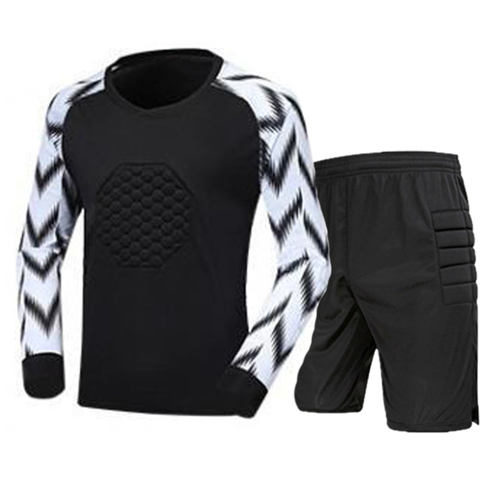 Kids Boys Soccer Goalkeeper Outfit Football Basketball Game Training Uniform Long Sleeve Soft Padded Top with Shorts Sportswear: S / SKY BLUE