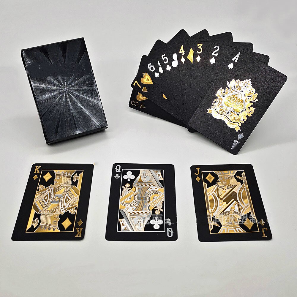 Texas Holdem Waterproof Plastic Playing Card Game Black Poker Cards ...