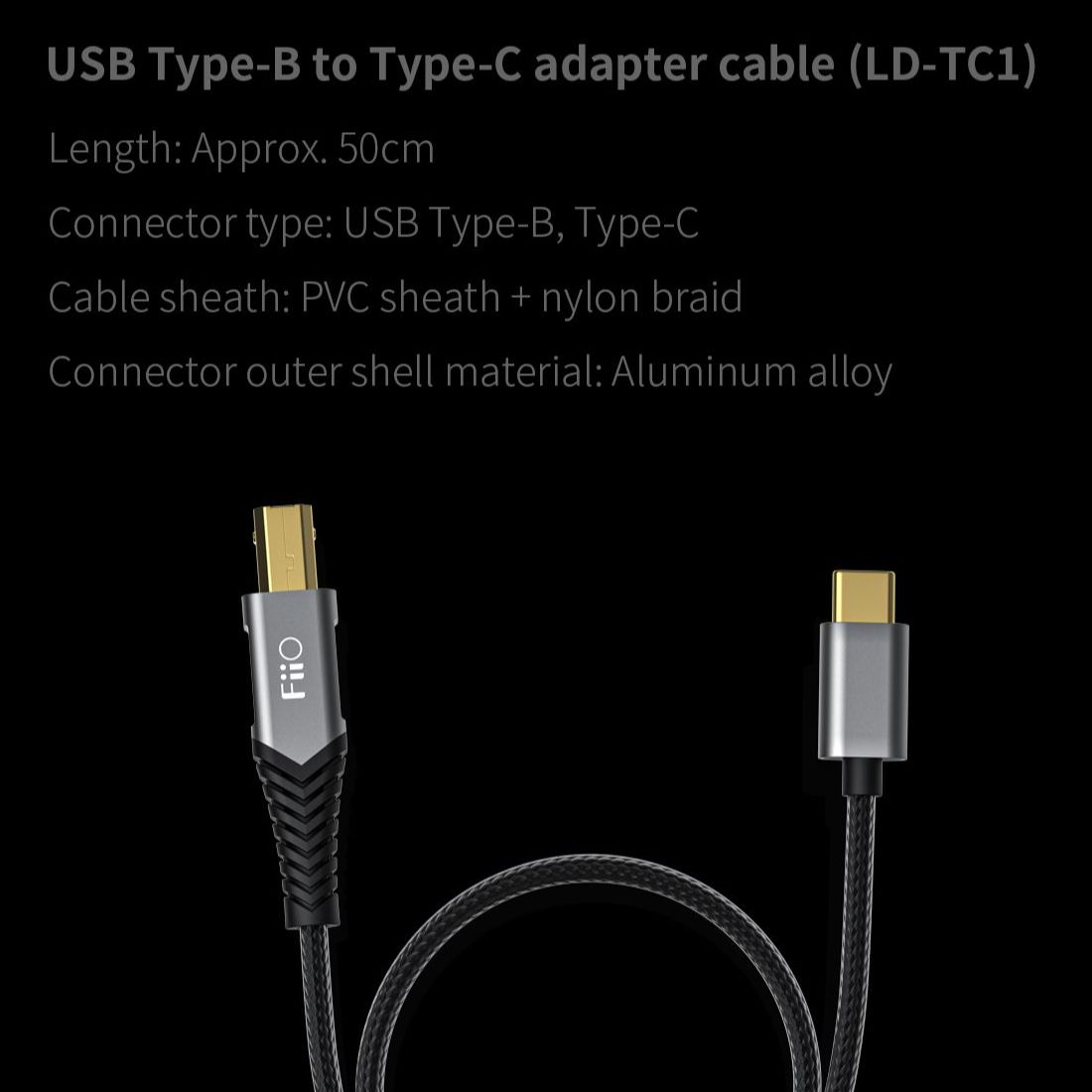 Fiio LD-LT1/LD-TC1 Usb Type-B Bliksem/Type-C Adapter Auido Kabel Ongeveer 50Cm voor K9 Pro/K5 Pro