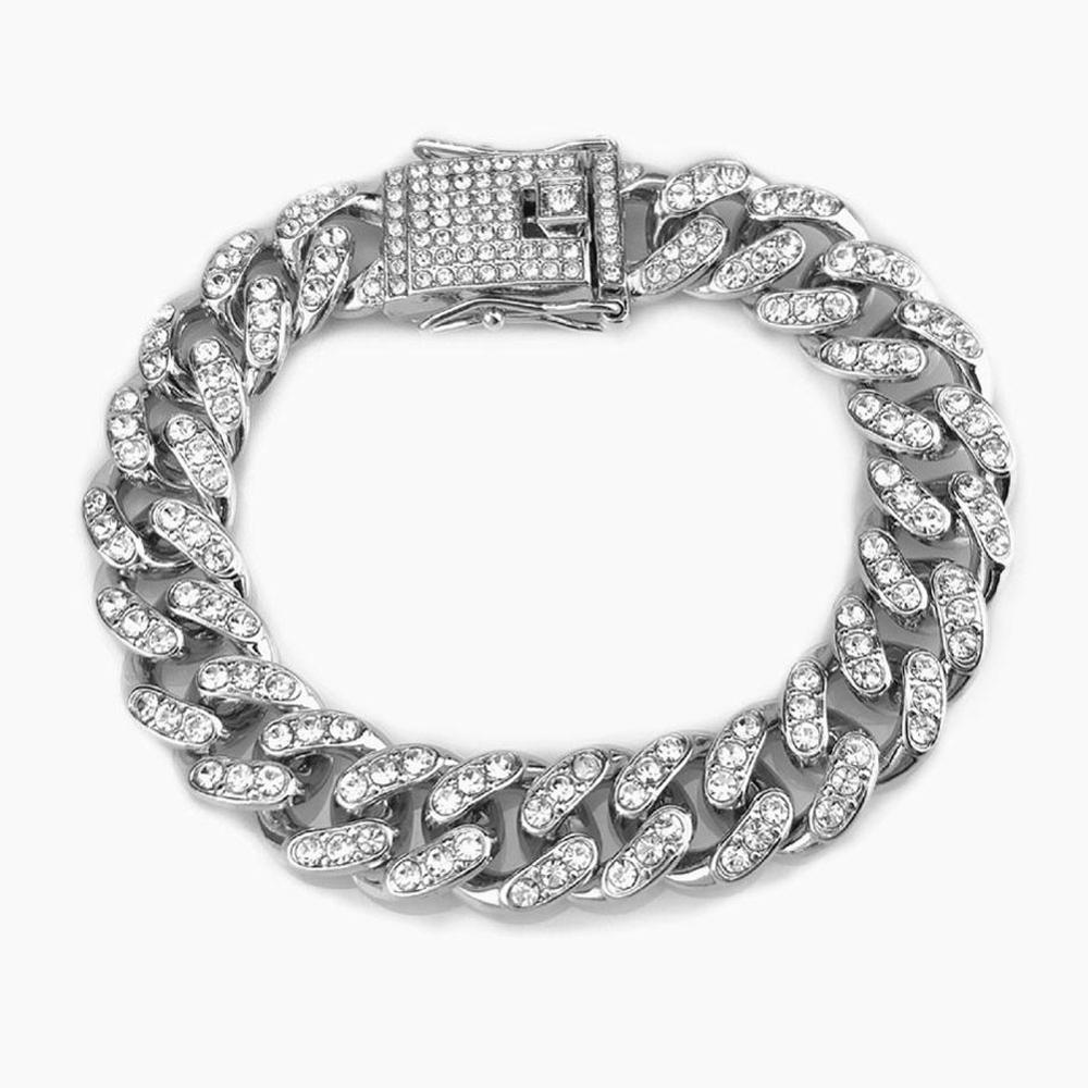 Bling Strass Hüfte hüpfen kubanisch Verknüpfung Kette Armbinde vereist aus für Frauen Männer Voll AAA Kristall Rapper Armbinde Kubanischen Kette schmuck