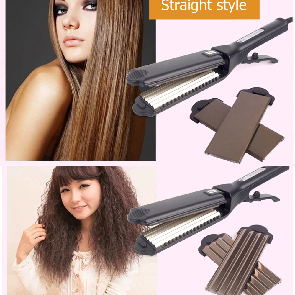 Plancha de pelo 4 en 1 plancha de pelo voluminizadora de titanio, planchas de queratina, herramienta de estilismo