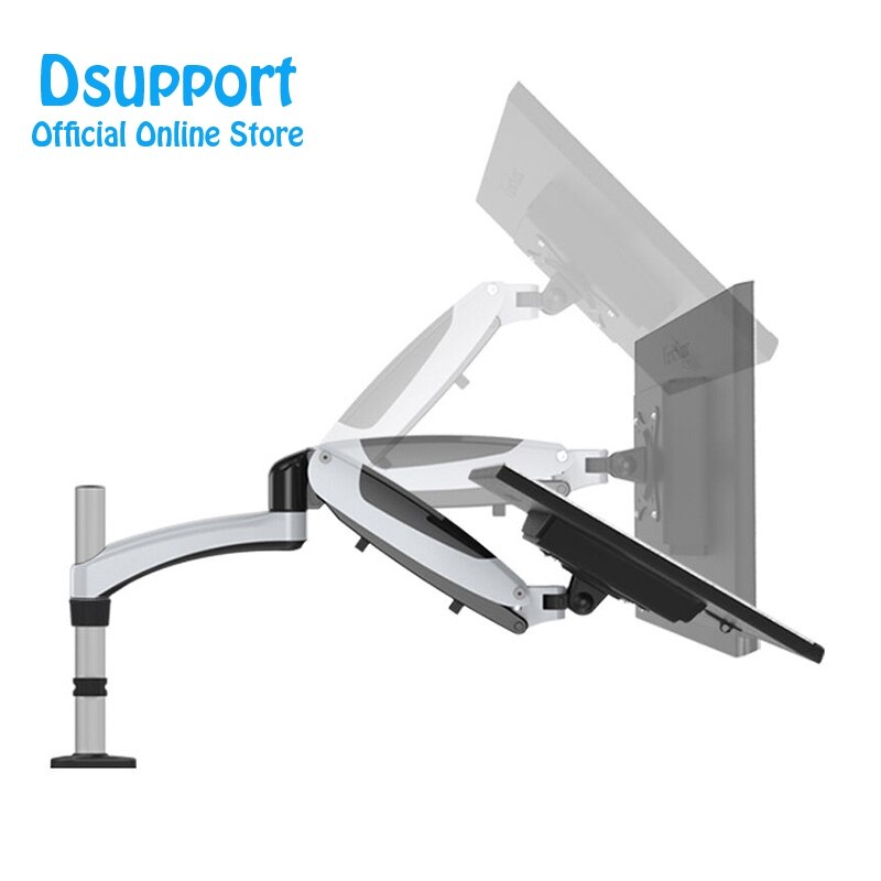 Support d'œillet de plein mouvement de ressort à gaz d'alliage d'aluminium 15 "-27" bras Flexible de support de moniteur LED d'affichage à cristaux liquides chargement de bâti de TV 0-8kgs