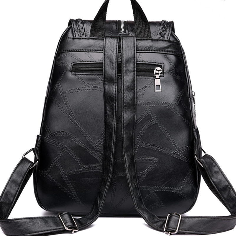 Mochila feminina bolsa escolar clássica preta à prova d'água bolsa de ombro de viagem multifuncional mochila feminina