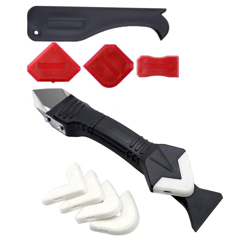 Ensemble d'outils pour le calfeutrage 3 en 1 finition d'étanchéité Silicone, outil fait main grattoir à coulis ensemble de raclette: I-9pcs