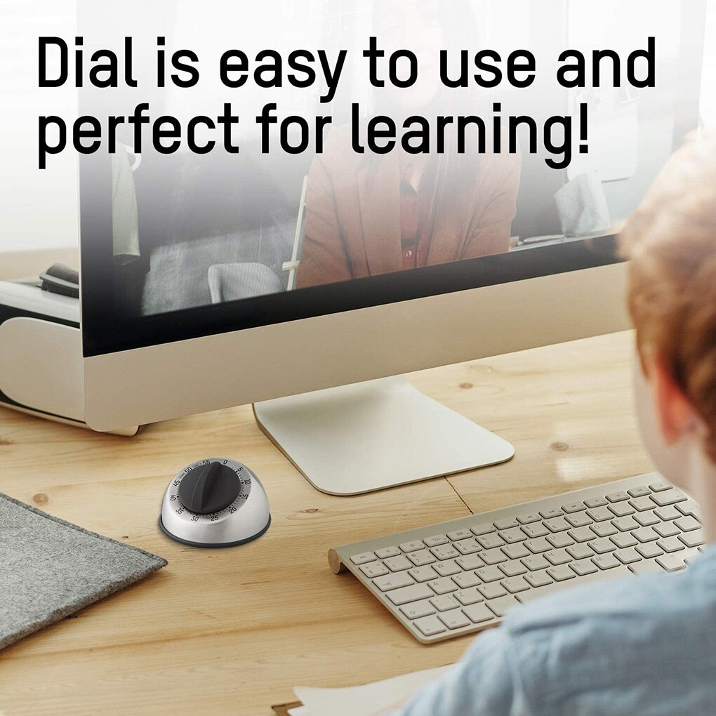 Cooking Wind Up Timer 60-Minute Kitchen Bell Alarm Clockwise Mechanical Countdown Timer Stainless Steel