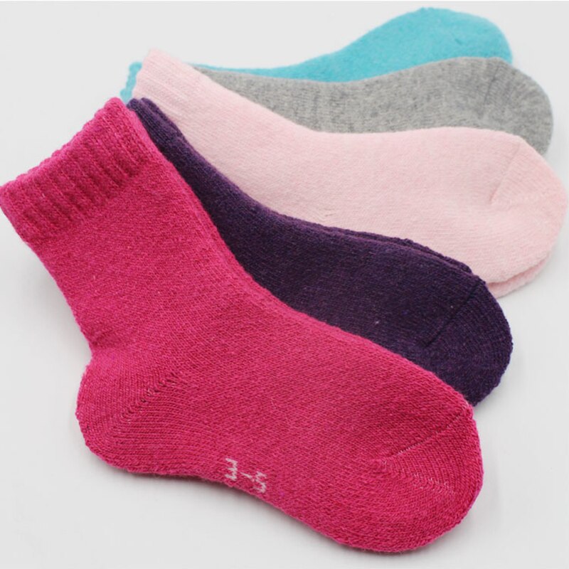 Efterårs vinter plus tyk uld og kaninhår holder varme børnestrømper frotté inde i bløde drenge piger sokker 3-12 y: C1 / 3-5 år