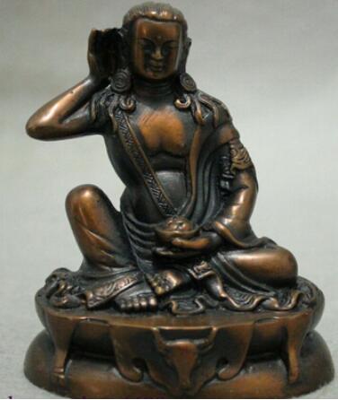 Statue de tête de cerf bouddhiste tibétain en Bronze, Milarepa Arhat