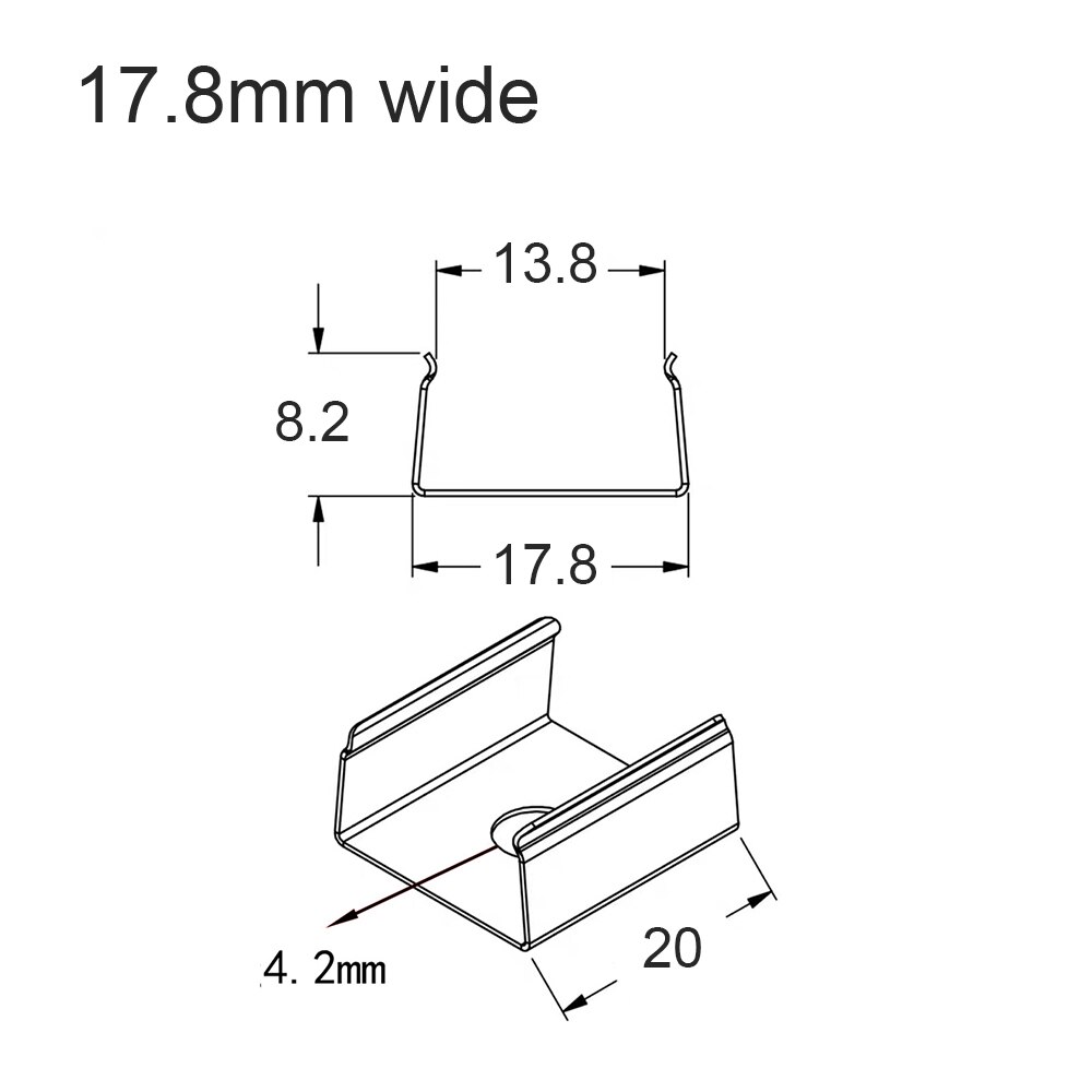 Clip de montaje U V YW para tira led, perfil de aluminio apto para 5730, 8520, 5050, 4014, carcasa de tira led