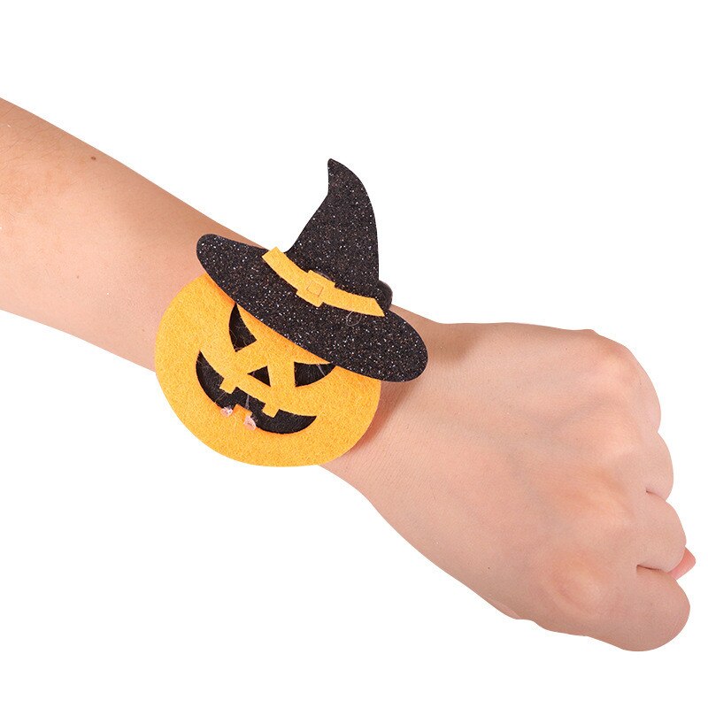 1 pièces Halloween chauve-souris citrouille araignée blanc fantôme noir fantôme tête de crâne Snap anneau Bracelet fantôme Festival fête décoration: 02