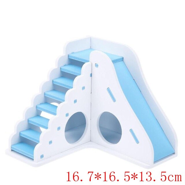 Casa de madera rosa para hámster, casa sólida lavable para ratas, jaula para conejillos de indias, accesorios para mascotas ZG0012: blue-ZG0011