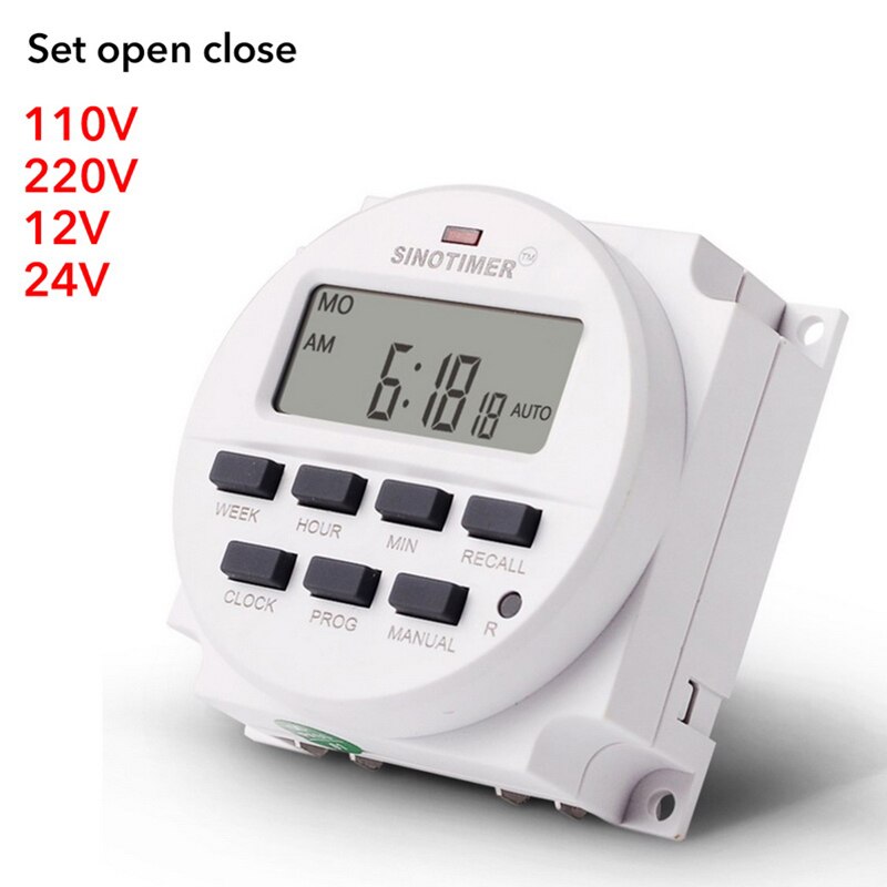CN101A 12V 24V 110V 240V Digital LCD temporizador programable tiempo alarma reloj luz temporizador