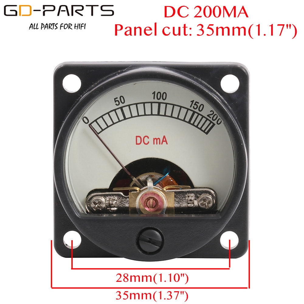 35mm DC100mA DC200mA 500UA VU Paneelmeter Ampere Meter Met 12V Warm Back Light Voor Vintage 300B KT88 EL34 211 845 Tube AMP DIY