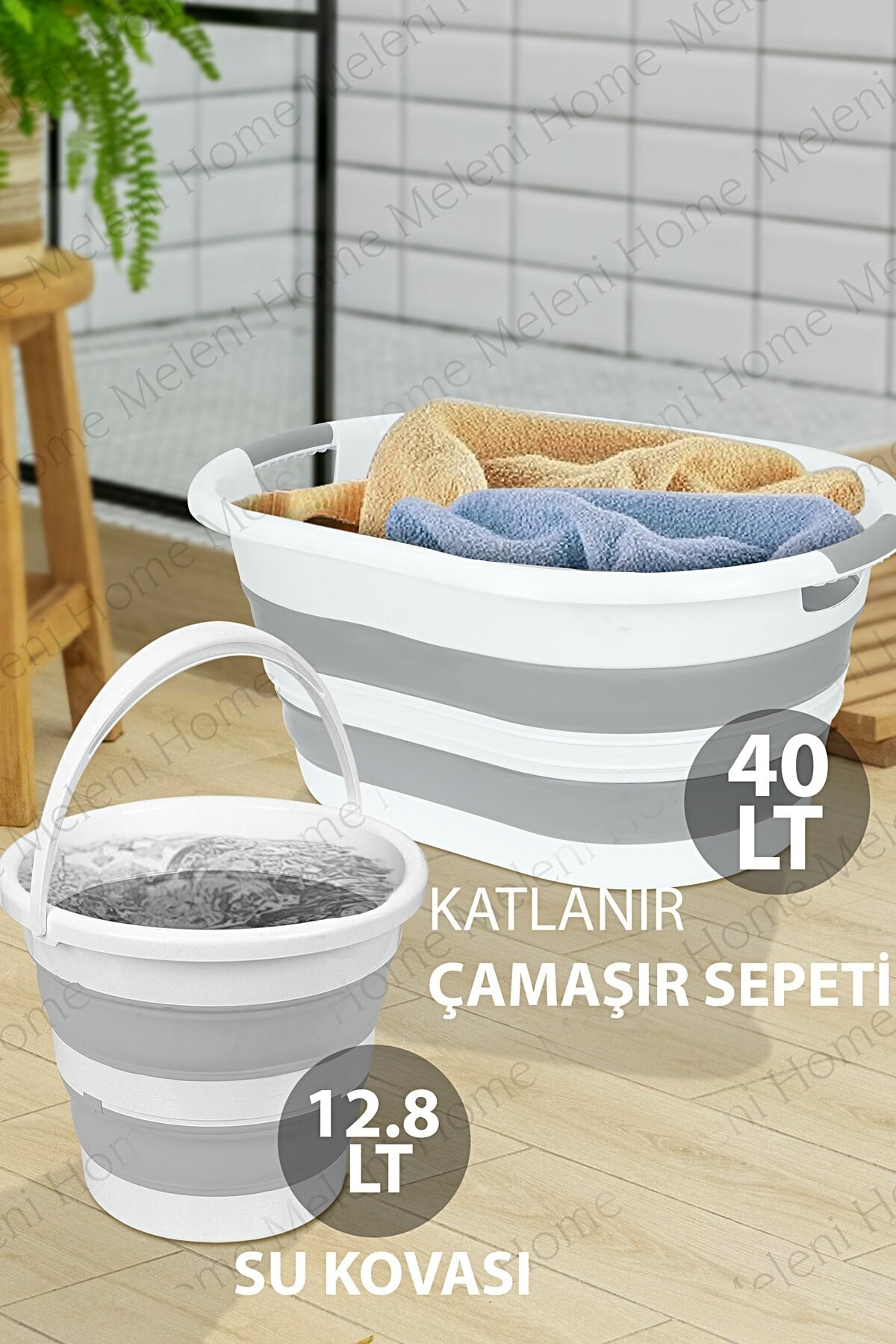 Set of 2 Collapsible Laundry Basket Collapsible Accordion Water Bucket Generation Cleaning Foldable Laundry Basket Silicone: 40lt Black Set