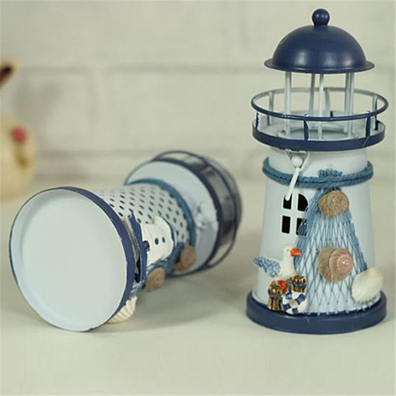 Laterne Kerzenhalter Jahrgang Mittelmeer-Stil Eisen Turm Kerzenhalter Leuchtturm Kerzenhalter Heimat Hochzeit Dekor