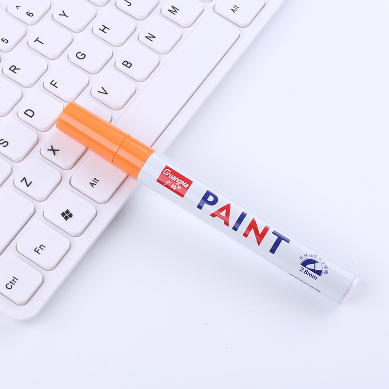 Metallic Paint Pen Gold Silver Waterproof Non-fading Hook Line Pen Marker Drawing DIY Student Craft Supplies: orange