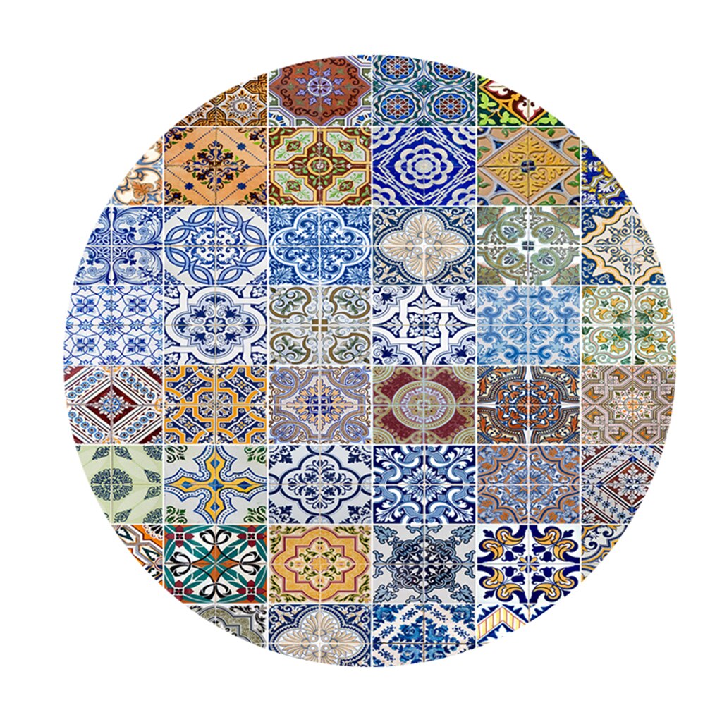 Couverture de Table ronde élastique | Imperméable, antidérapante, nappe de Table à motif classique: J - 150cm (60 Inch)