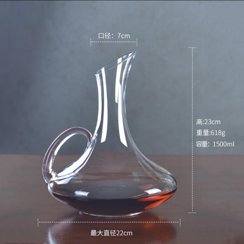 1500ml Big Decanter Handmade Crystal Red Wine Decanter Brandy Champagne Glasses Decanter Jug Pourer Aerator for Family Bar: with Handle