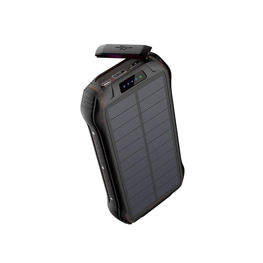 Banco de energía Solar de 26800mAh, cargador inalámbrico portátil, batería externa con linterna, Banco de energía para Xiaomi iPhone 11 X Poverbank: Black