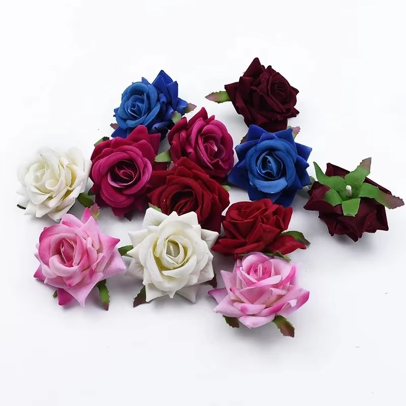 100 pièces pas cher roses mariage fleurs décoratives mur décoration de la maison accessoires fleurs artificielles un capuchon boîte