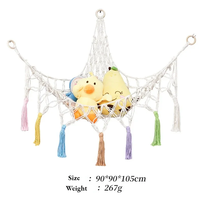 Boho Hangmat Net Speelgoed Opslag Kinderkamer Opslag Decoratie Speelgoed Knuffels Speelgoed Hangmat Net Organiseren Opslag Hangmat: Roze