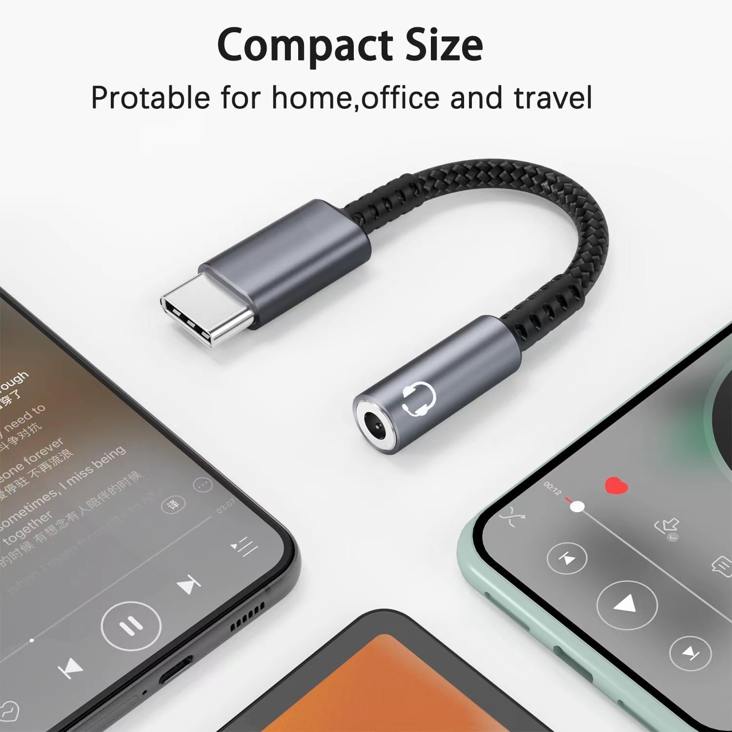 Adaptador de auriculares con Cable auxiliar USB tipo C a 3,5mm para Huawei Honor Oneplus iPad iPhone 15 Series auriculares con cable adaptador de conector 3 5