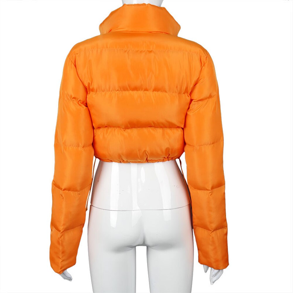Cropped Puffer Jacket Down Ultralight Thin Winter Clothes Women Warm Bubble Coats Orange Black Outwear
