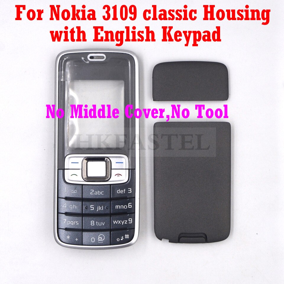 HKFASTEL Cover For Nokia 3110c 3110 Classic 3109c 3109 Mobile Phone Full Housing with Keypad Case Tool: 3109C English