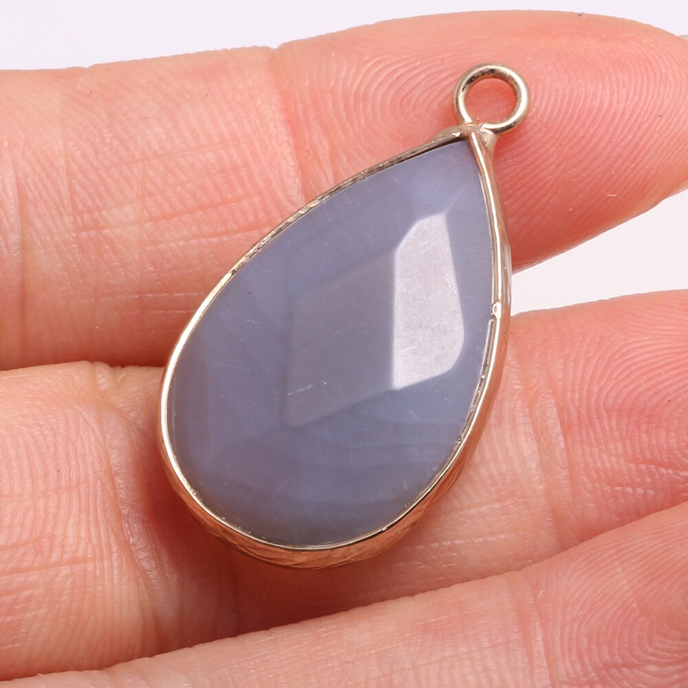 2Pcs Naturale di Pietra Del Pendente di Goccia Dell'acqua Lapis lazuli Pendente per Monili Che Fanno Fai Da Te Orecchino Collana Accessori 16x30mm: Grey Agate