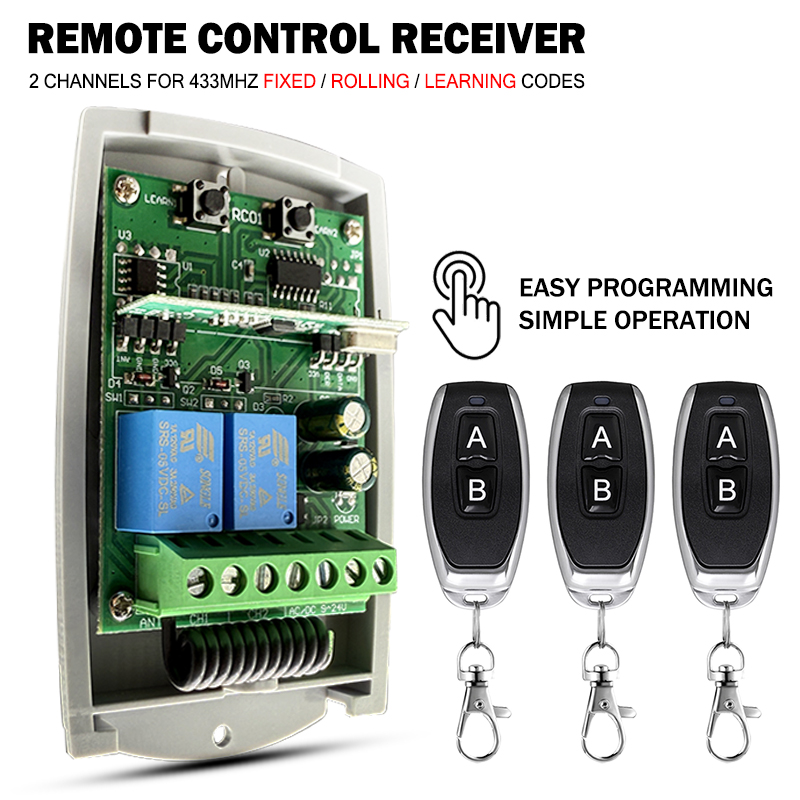 Elektrische Garagepoort Motor Controller Afstandsbediening Ontvanger Voor PUJOL ACM ROGER DEA ERREKA MHOUSE ECOSTAR 433 MHz Vaste Rolling Code