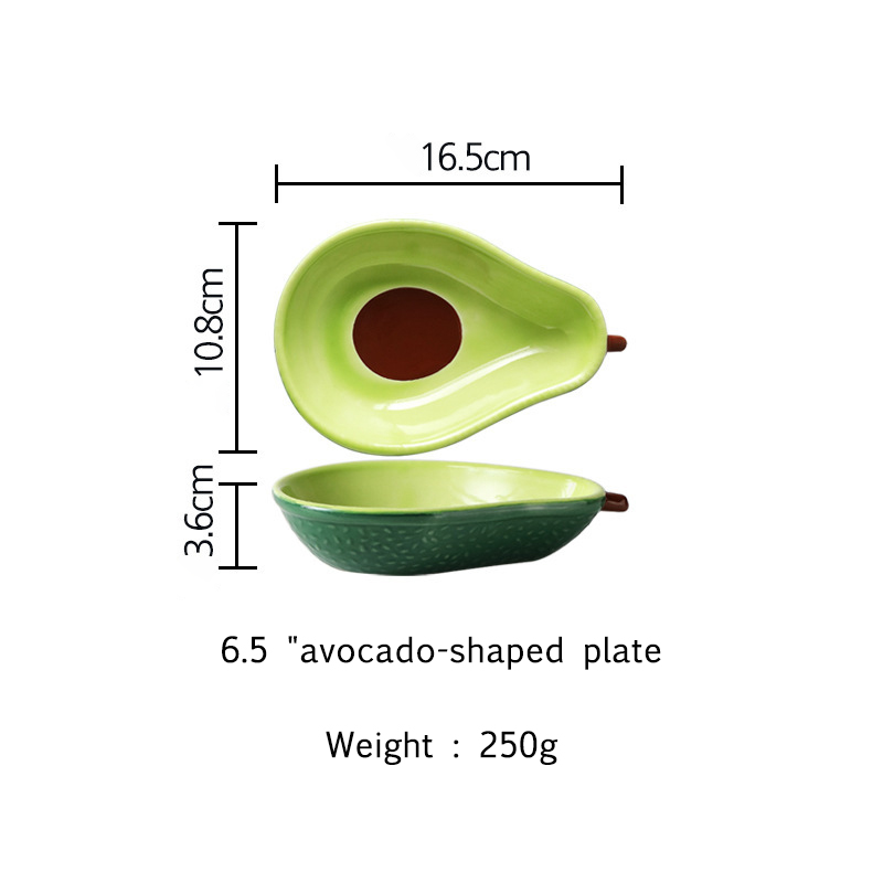 Bandeja kawaii en forma de aguacate, plato de cerámica para ensalada de frutas, decoración para el hogar, cocina, Bol para arroz o sopa, vajilla para niños: small size plate