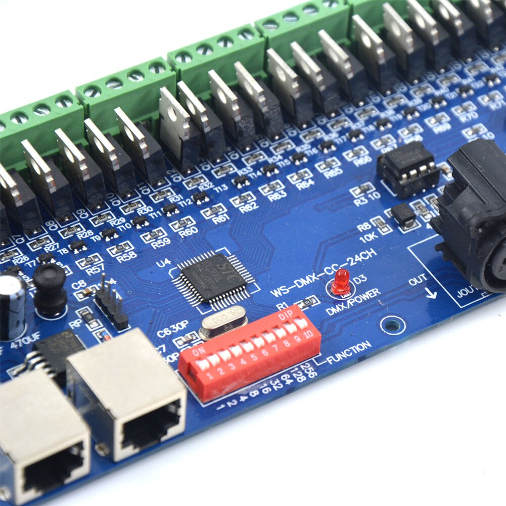 Gemeenschappelijke Kathode 24CH Led DMX512 Decoder DC12V-24V 24A 24 Kanaals 8 Groep Dmx Decoder DMX512 Xrl 3P Led Controller