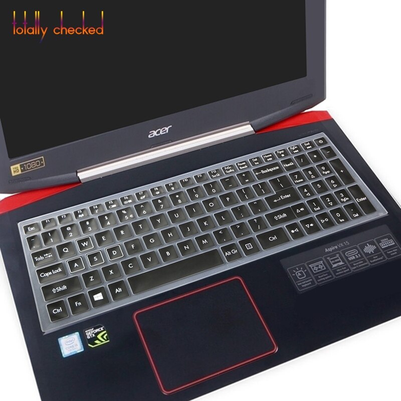 Laptop keyboard cover hudbeskytter til acer predator helios 300 ph315-52 vx15 an515-42 an515-51 an515-52 an515 15.6 inch: Sort