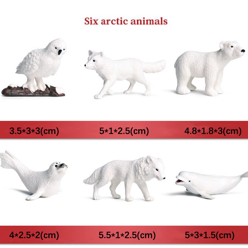 Toy Figures Model Handgemaakte Wildlife Animal Bear Poolvos Wolf Beluga Walvis Seal, Sneeuwuil Polar Regio Educatief