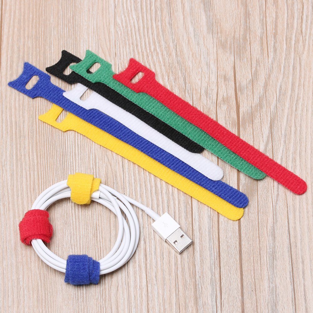 20pcs Reusable Nylon Hook Fastening Cable Tie Strap Earphone Mouse Cord Organizer Power Wire Management Clip Holder Ties Strap