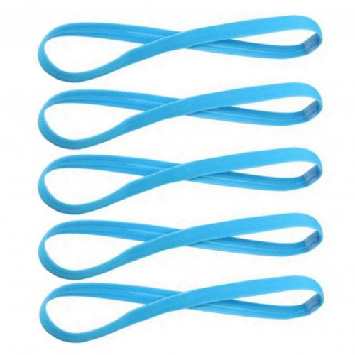 5Pcs Candy Farbe Frauen Männer Yoga Haar Bands Sport Stirnband Mädchen Sport Anti-slip Elastische Gummi Schweißband Fußball lauf: Blau